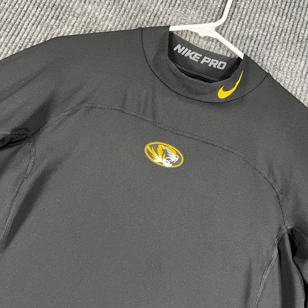 Missouri Tigers Mizzou Shirt Mens Medium Black Long Sleeve Nike Pro Mock NCAA